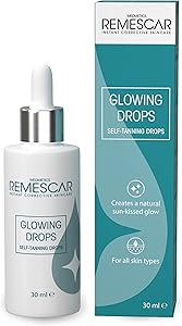 Remescar Glowing Drops 30 ml - Gotas Autobronceadoras para Crema Hidratante - Bronceado Natural en la Piel Sin Sol - Crea Brillo Luminoso y Natural - Efecto Bronceado Gradual para Rostro y Cuerpo