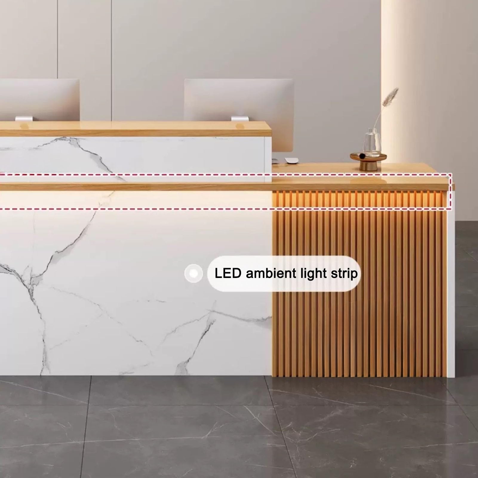 Mostrador De Recepción, Mostradores Para Tiendas, Mostrador Frontal, Mostrador De Cajero En Forma De L, Mesa De Recepción Con Cajones Con Cerradura, Para Salón, Caja, Oficina(White+orange,12