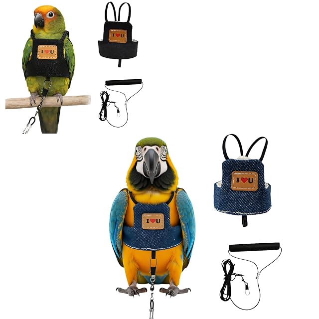 Foto 6 de 8 de ZEPFJHE Chaleco de arnés para pájaros con correa para loros pequeños a medianos
