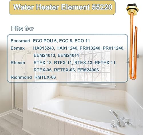 Miniatura 2 de HE 55220 Elemento calentador de agua, para Ecosmart ECO POU 6, ECO 8, ECO 11, Rheem, Eemax, Richmond calentadores de agua eléctricos sin tanque,