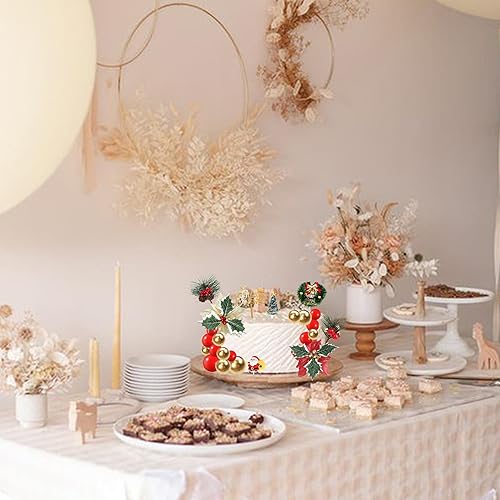 Vista 126 de Rsstarxi Paquete de 30 adornos navideños para cupcakes de hombre de jengibre con purpurina para baby shower, decoración para temática de Feliz