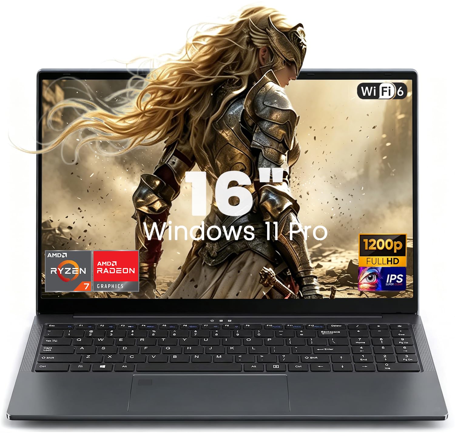 Ordenador Portátil 16 Pulgadas, Ryzen 7 4800H CPU, Win11 Pro PC Portátil 16GB RAM 512GB SSD, Clavier Rétroéclairé, 1200P FHD Pantalla Laptop, (WIFI6+BT5.0+HDMI+3*USB3.0+2*Type-C+5000mah Battery)