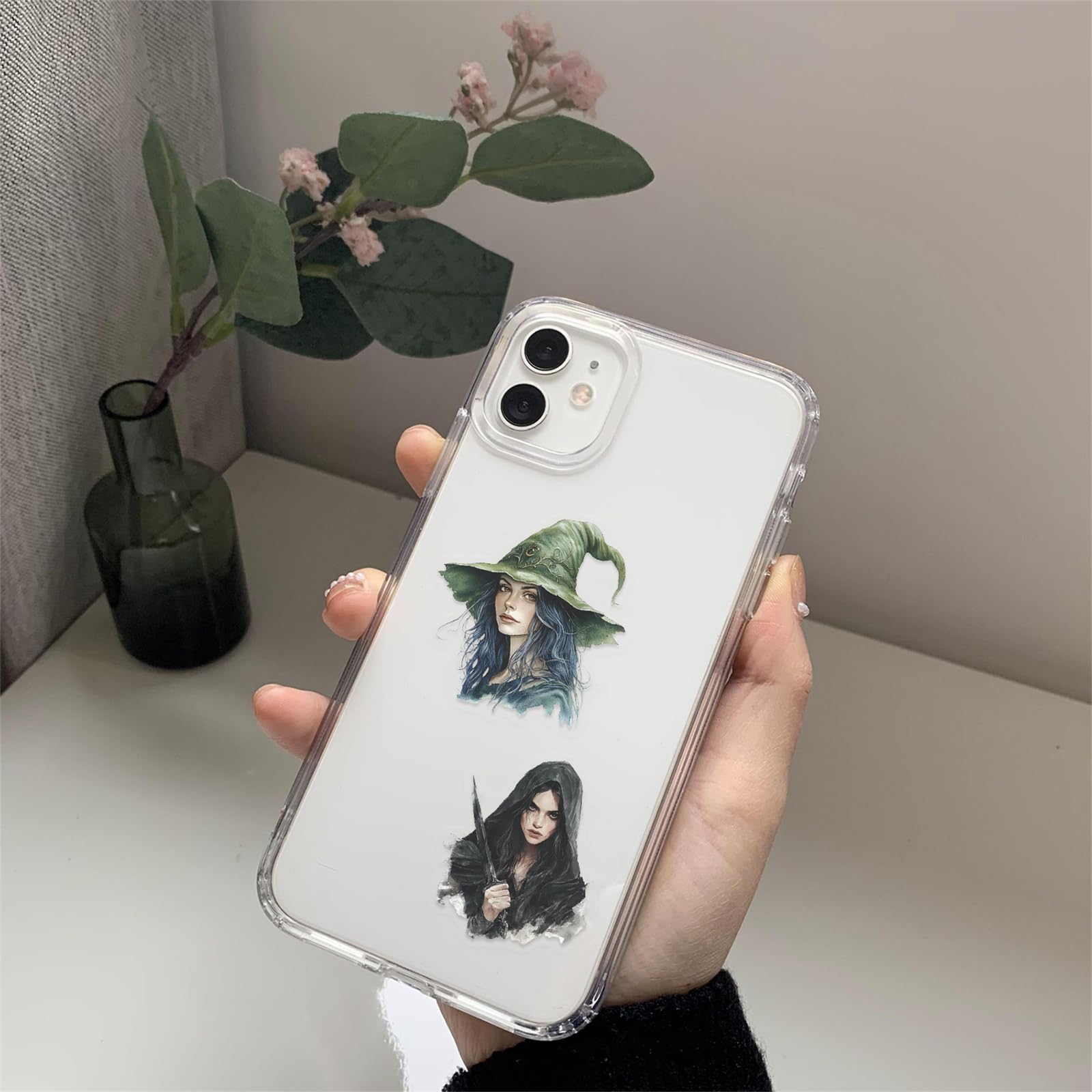 100PCS Victorian Transparent Stickers Pack,Aesthetic Retro Victorian Women Decor for Laptop Gifts for Kids Teens Adults Waterproof Vinyl PET Vintage Stickers for Scrapbook Phone Bike Party Favors: Witchy100