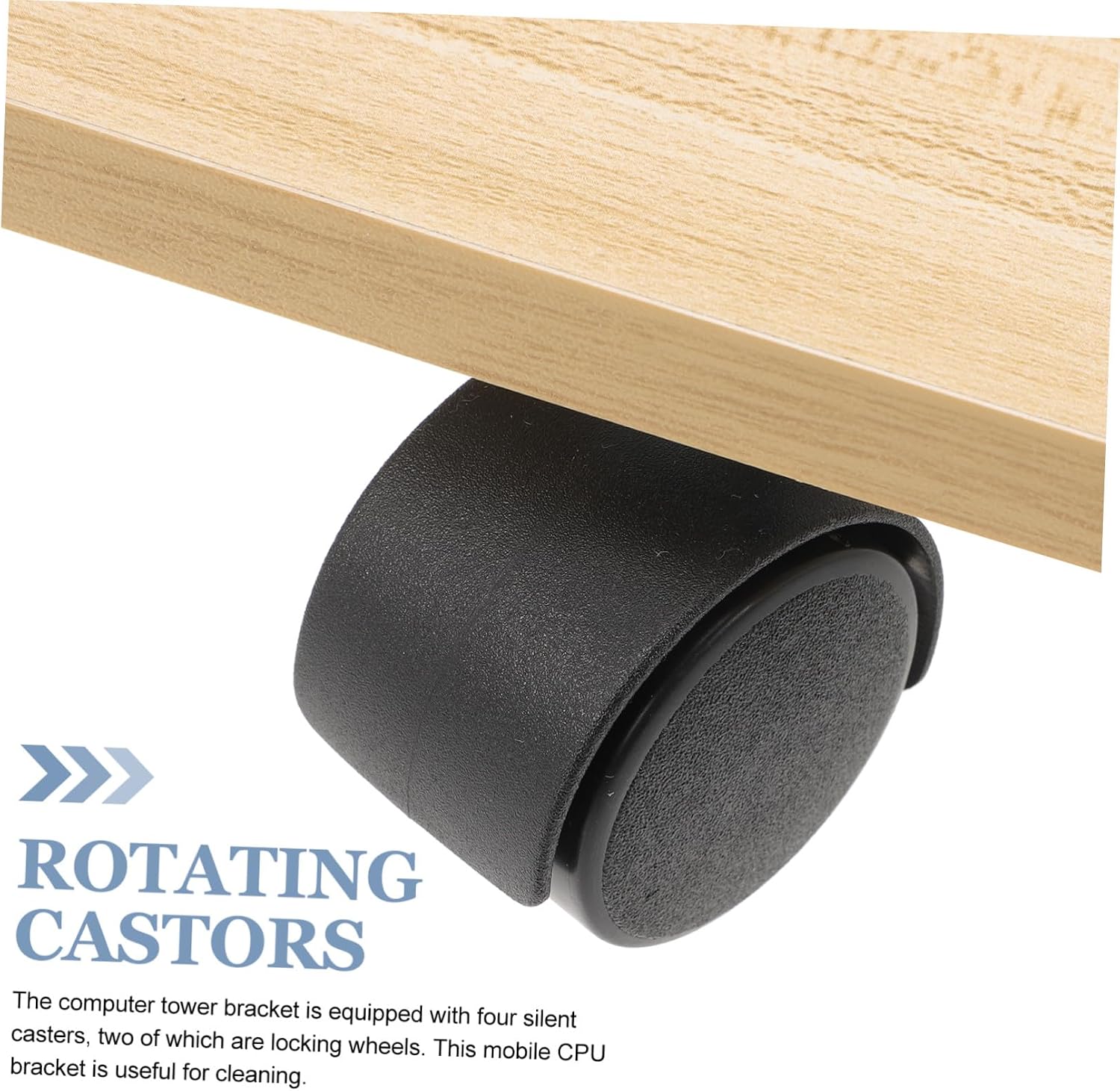 Wooden PC Tower Stand with Rotating Casters Mobile Computer Host Bracket for Under Desk Use Airflow-Enhancing Desktop Cart with Wheels for Easy Movement and Collision Protection