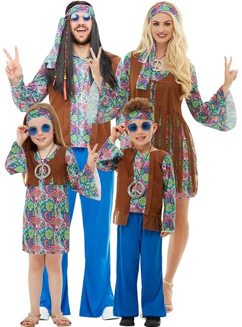 Foto 5 de 8 de Funidelia - Disfraz de Hippie para niño Talla 3-4 años Años 60, Hippie, Flower Power, Décadas - Multicolor