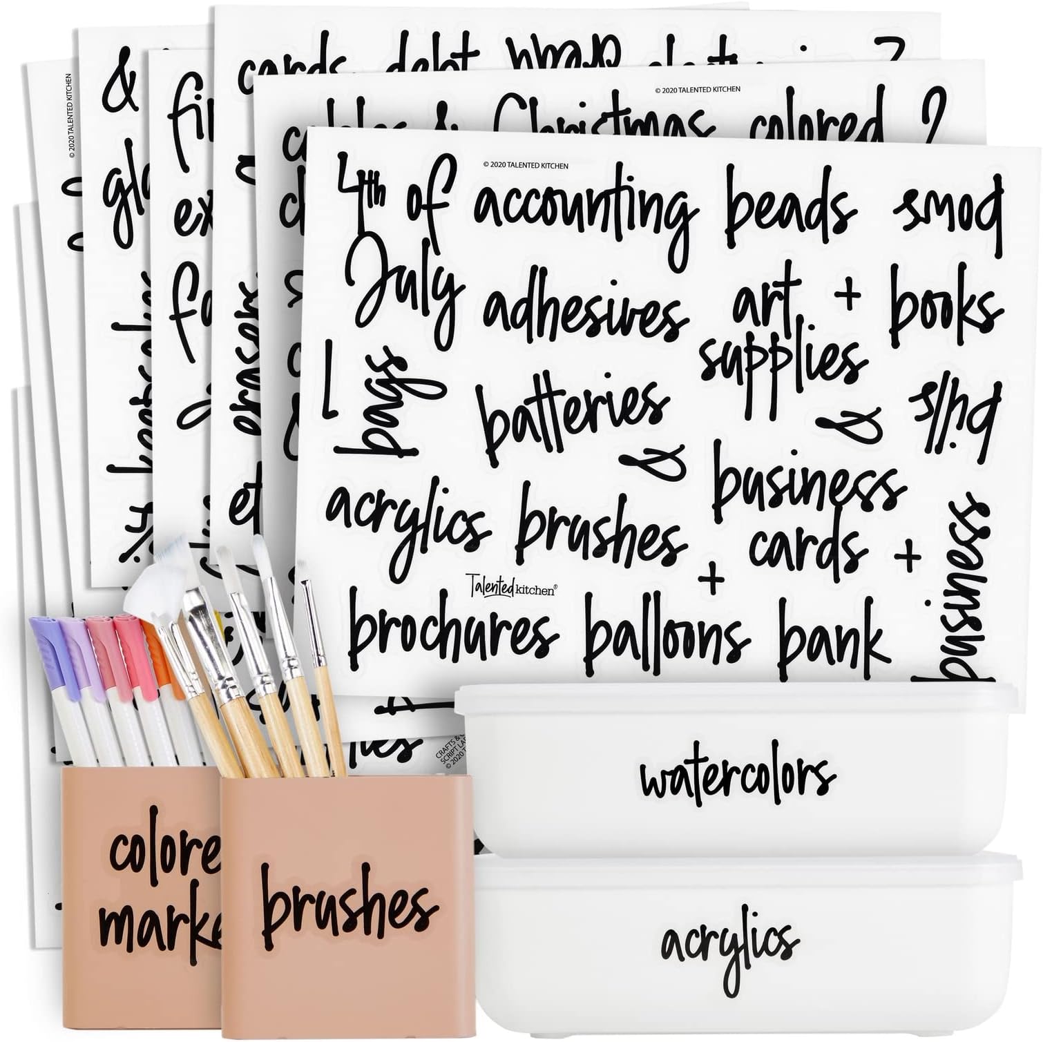 Office & Craft Stickers - 212 Pack, Black Water-Resistant Vinyl - Home & Office Organization - Classroom & School Supplies