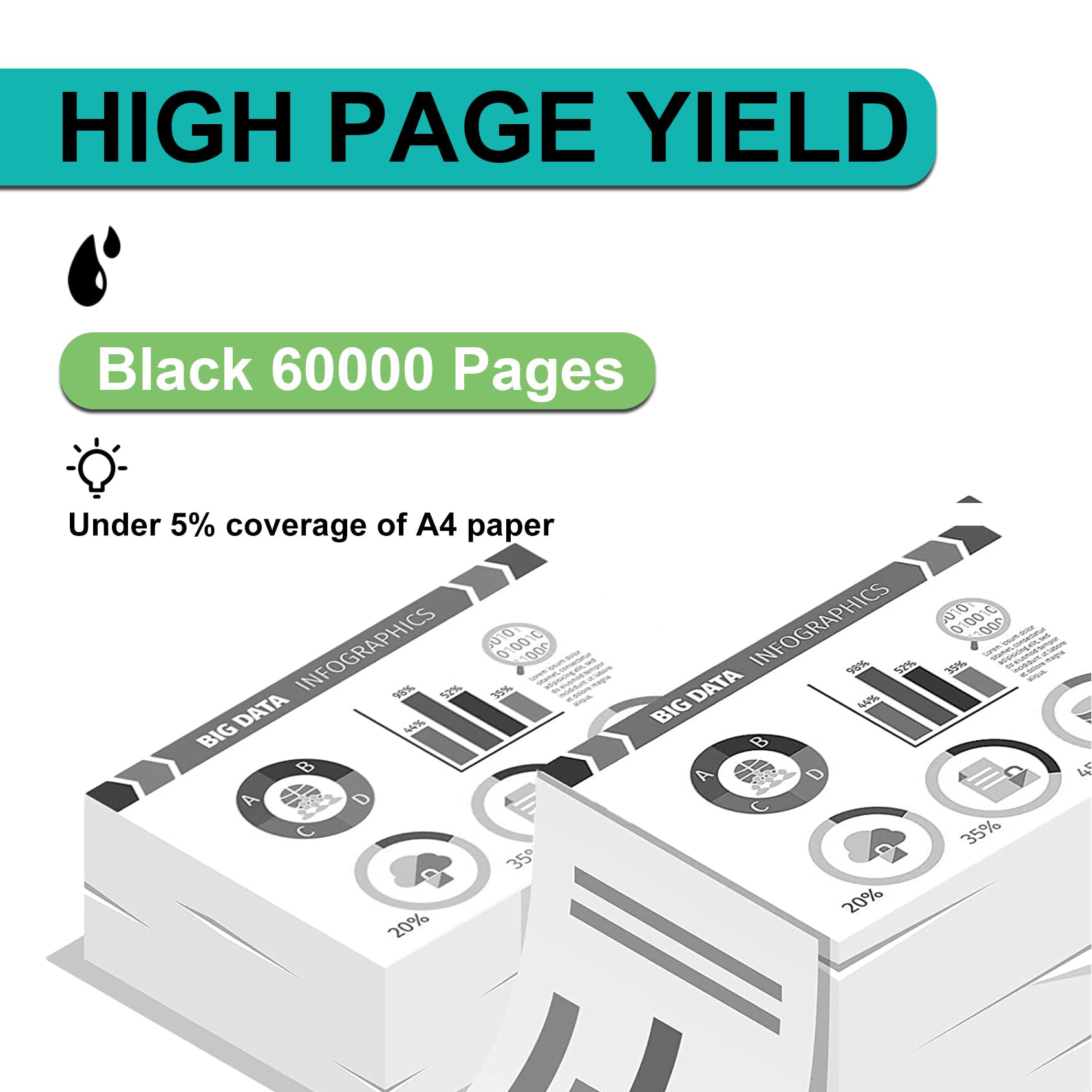 Unità Tamburo 50F0Z00 per Lexmark MS410dn MS510dn MS610de MX310dn MX410de MX611dte MS310d MS310dn MS312dn MX510de MX511de MX610de Stampante | Alta Capacità | 60000 Pagine,Black-1 Pack