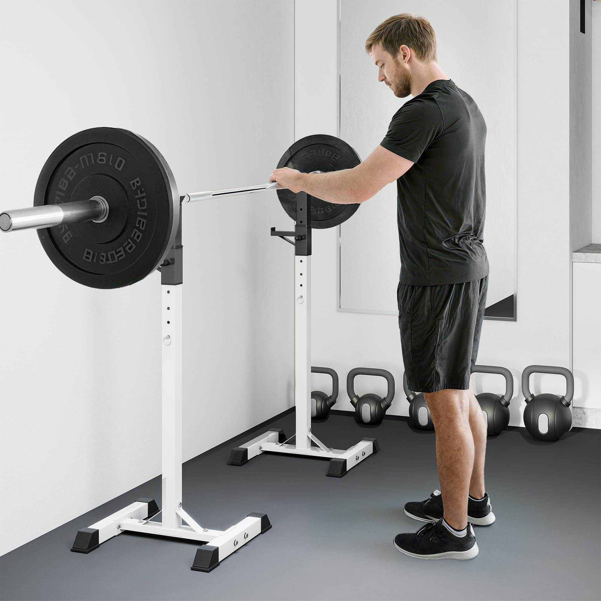 HOMCOM Wytrzymałe obciążniki stojak do sztangi regulowany stabilny 2 pręty uchwyt stojak do podnoszenia ciężarów fitness dom siłownia