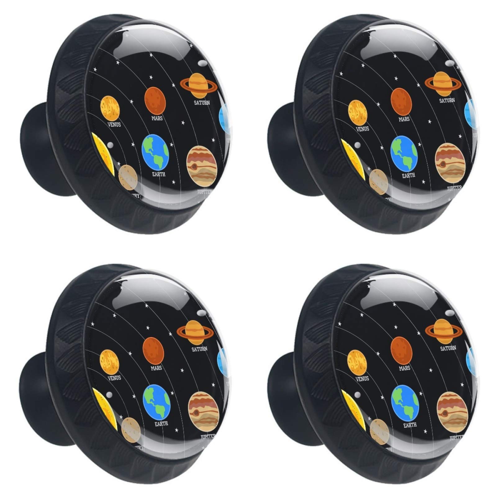Bouton de meuble 30 mm en verre ciel étoilé lot de 4 poignées tiroir planète
