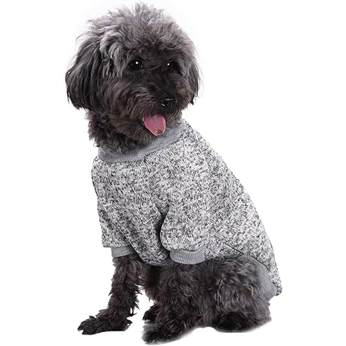Jecikelon Dog Clothes Dogs Sweater Soft Puppies Clothing Winter Puppy Sweaters Warm Outfit for Dogs Small XXS XS Cat Apparel (Grey, L)