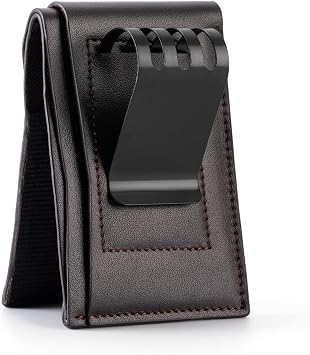 Mens Compact Wallet Genuine Leather Card Holder with Money Clip Minimalist Slim Small Front Pocket WalletExtra Large Clip Coffee