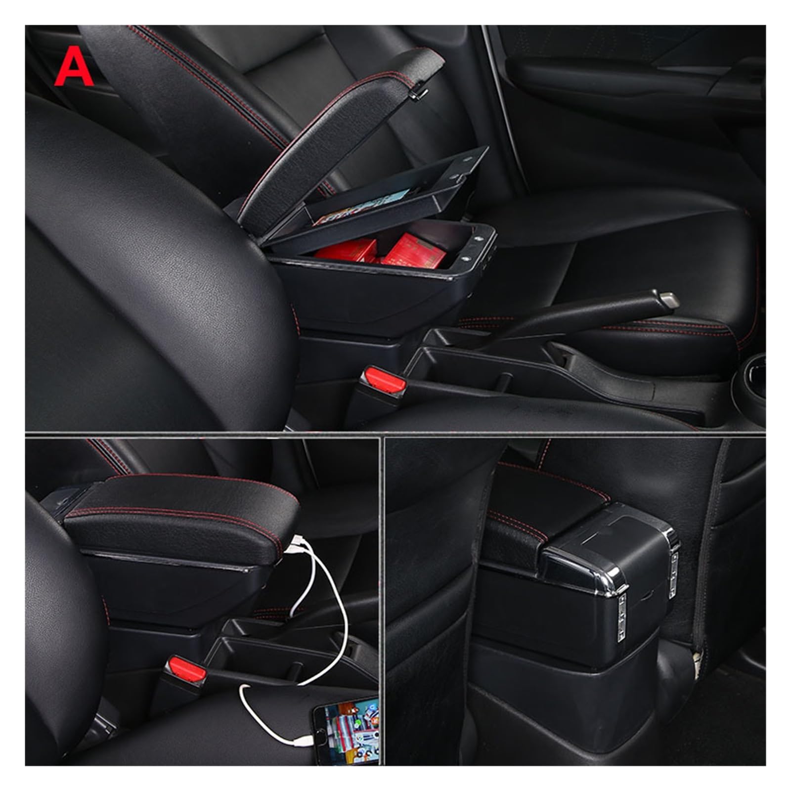 Costume de boîte d'accoudoir de siège Pour Renault Duster Accoudoir Pour Nissan Terrano 3 pour Renault oroc Accoudoir de voiture Boîte de rangement de rénovation Accessoires de voiture Intérieur(A1 Bl