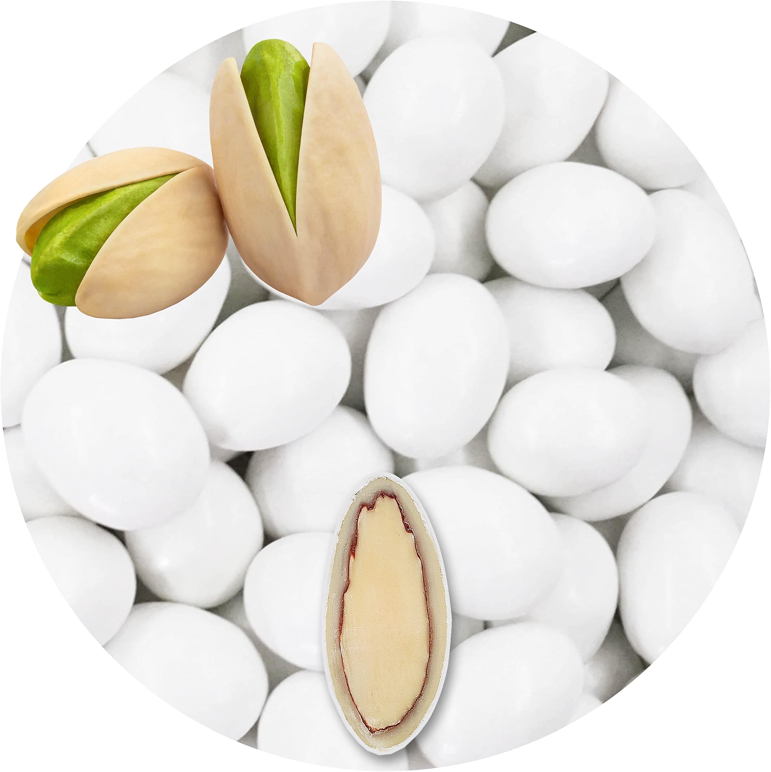 EinsSein 0,5kg Sugared Almonds Chocolate pistachio weiss glossy Chocolate Almonds wedding sugar sweets almond dragees baptism dragee cake balls candy coated sweet weddings favours dragée gift fillers