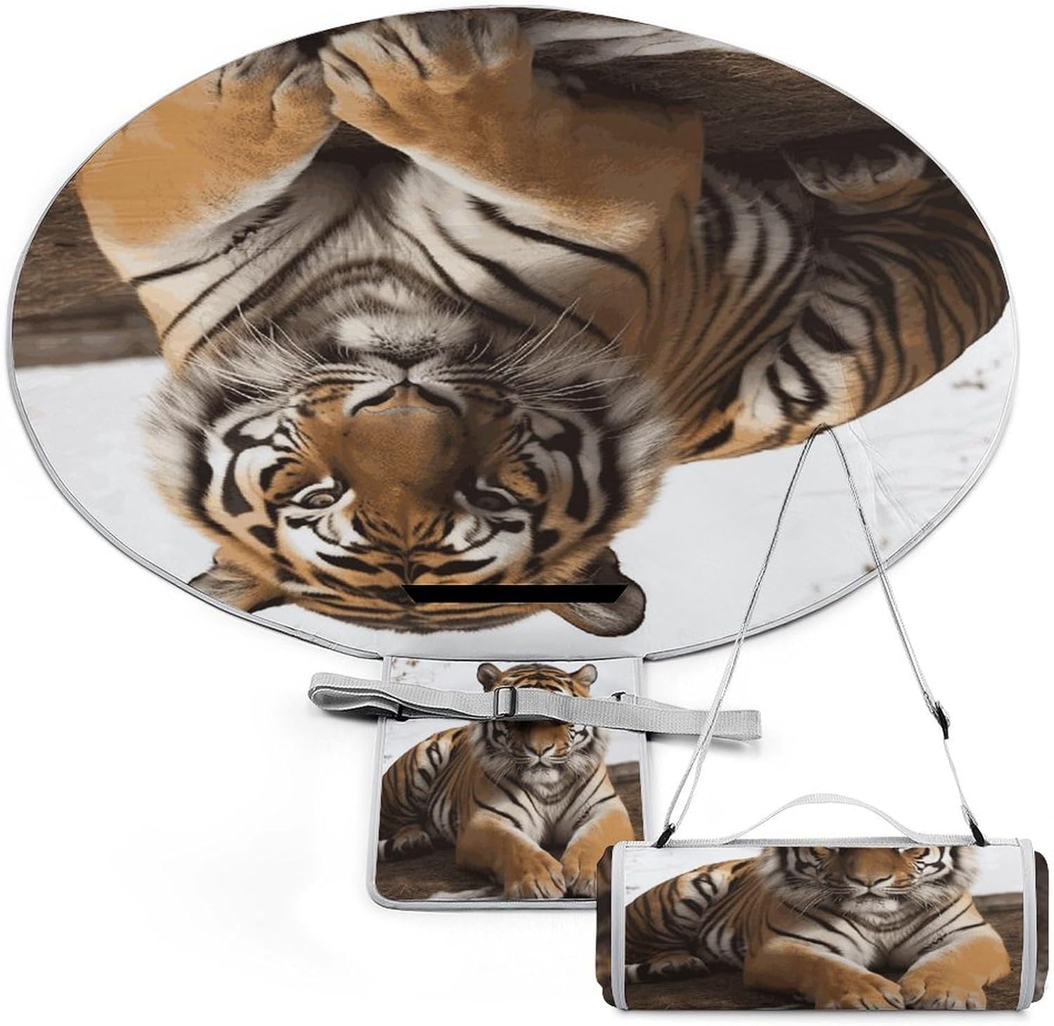 Big Tiger Picnic Mat Lightweight Waterproof Picnic Blankets Extra Large Picnic Outdoor Blankets Foldable Sandproof Beach Blanket for Park Beach Camping Courtyard 58.3''x58.3''