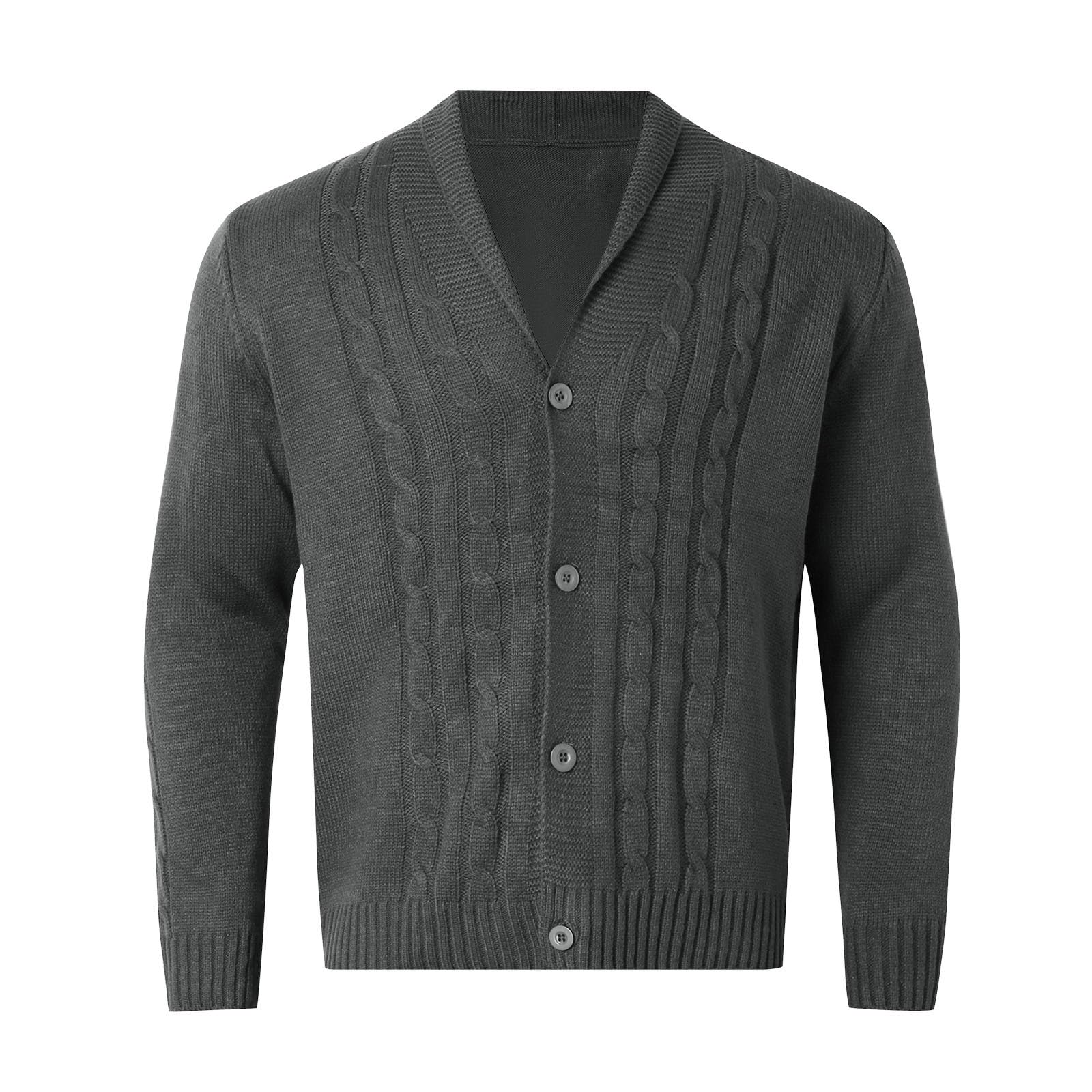 Cardigan Hombre Punto, Botones para Chaqueta Hombre con Cuello En V Manga Larga Suéter De Punto con Botones Elegante Ajustado Cárdigan Ligero con Bolsillos para Exterior El Ocio