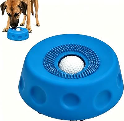 Dog Lick Bowl Roller Ball Upgraded Silicone Slow Feeder Dog Bowl Interactive Lick Bowl for Yogurt & Peanut Butter, Anti-Slip Base for Boredom Relief & Healthy Digestion, Dishwasher Safe (Blue)