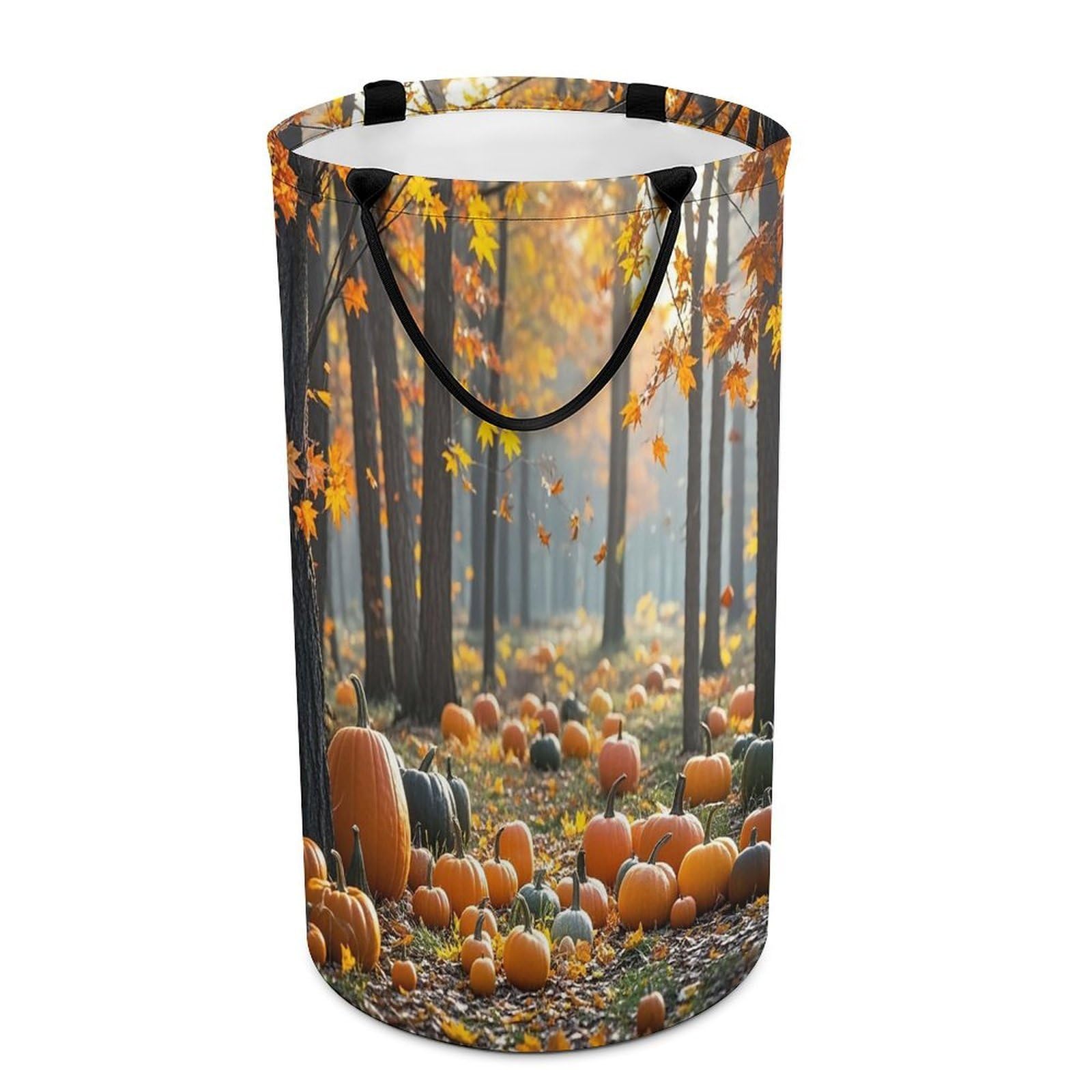 Orange Pumpkin And Maple Grove Laundry Hamper Waterproof Clothes Basket Large Capacity Collapsible Laundry Basket Freestanding Clothes Hamper for Dorm Family Bathroom Decor Storage 86L