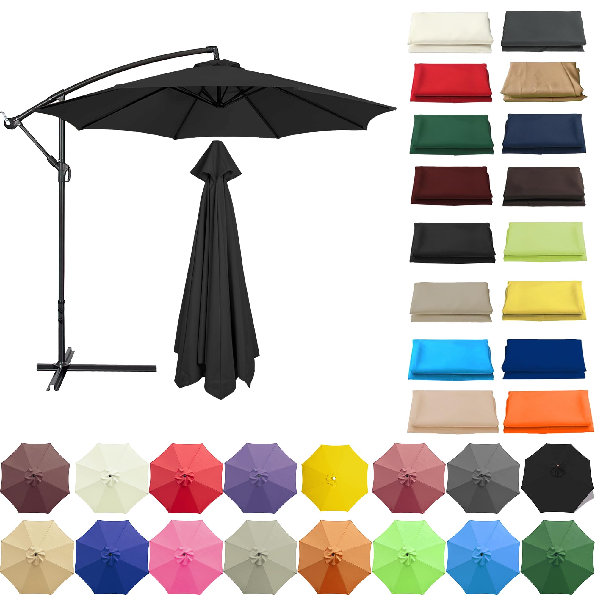 QUIYAEZY Replacement Garden Parasol Canvas 6/8 Ribs Replacement Canopy For Parasol Umbrella Replacement Cloth 2/2.3/2.5/2.7/3/3.50m Replacement Parasol Canopy Waterproof Garden Umbrella Parasol