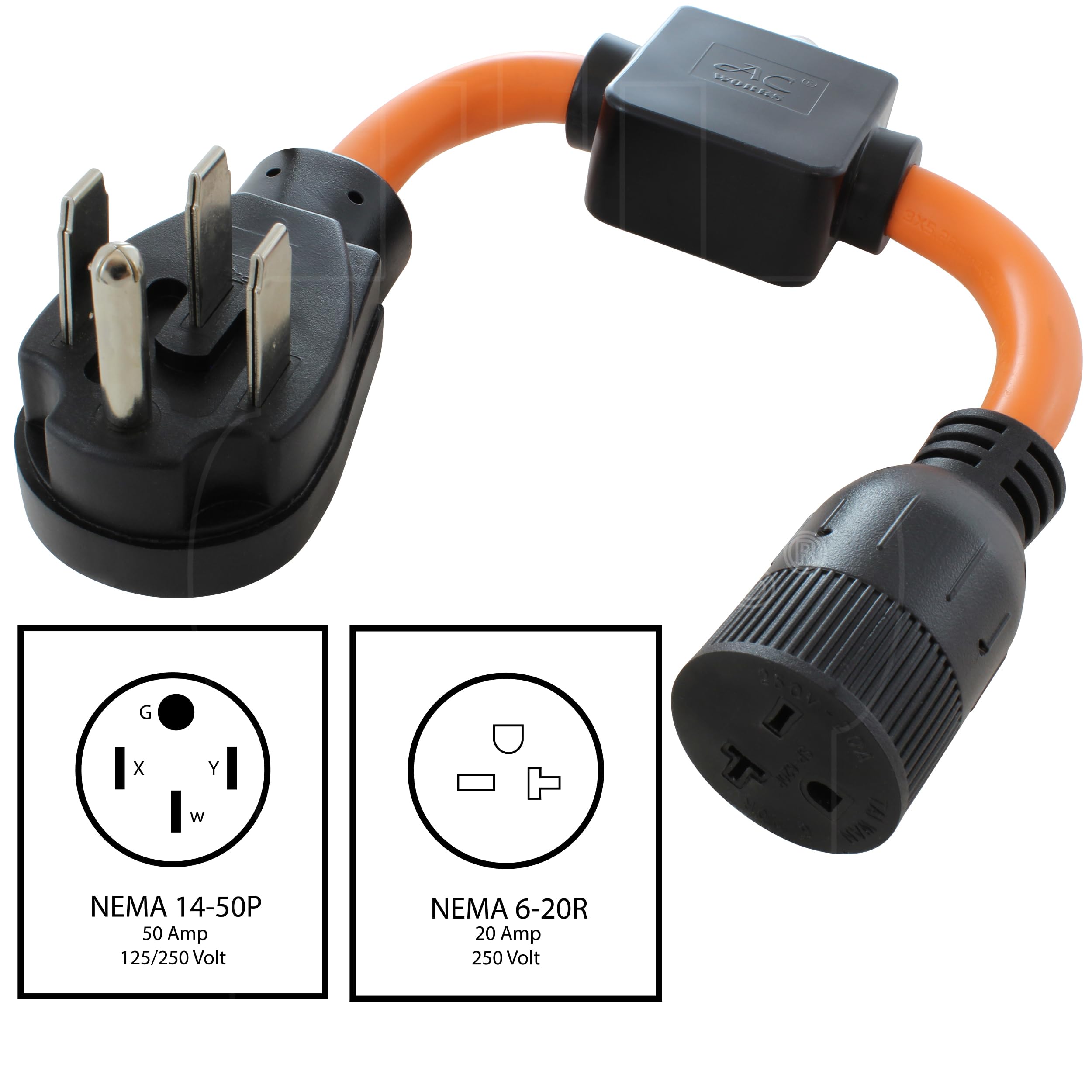 Amazon.com: AC WORKS RV/Range/Generator 14-50 50Amp Plug to 6-20R