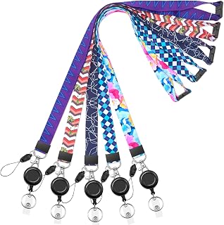 YOUOWO 5 Pack Breakaway Safety Quick Release Neck Cruise Lanyards with Retractable Badge Reel for Office ID Badges Holder Women Kids Keys