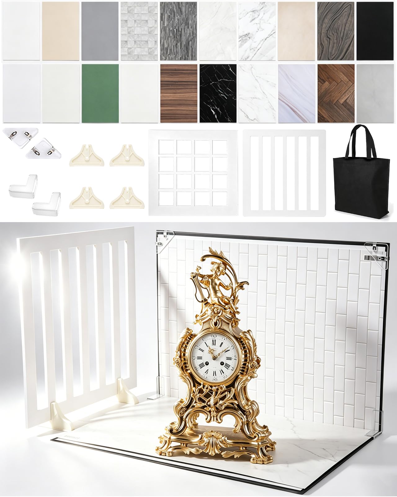 22 Stück Fotografie Hintergrund Boards Set, Fotohintergründe für Lebensmittelfotografie, 24 Muster, kleines Produkt, Hintergrund-Tischplatten-Set für Schmuck Kosmetika Lebensmittel, 42 x 29cm