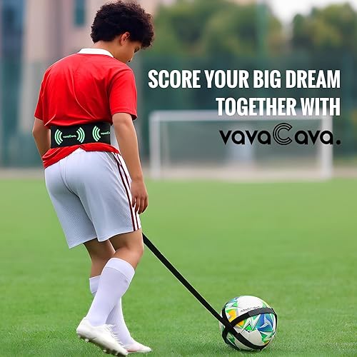 Miniatura 5 de Vavacava - Juego de pelota de fútbol de poliuretano tamaño 5, 12 paneles grandes de piel sintética, textura 3D, cinturón de rebote ajustable para