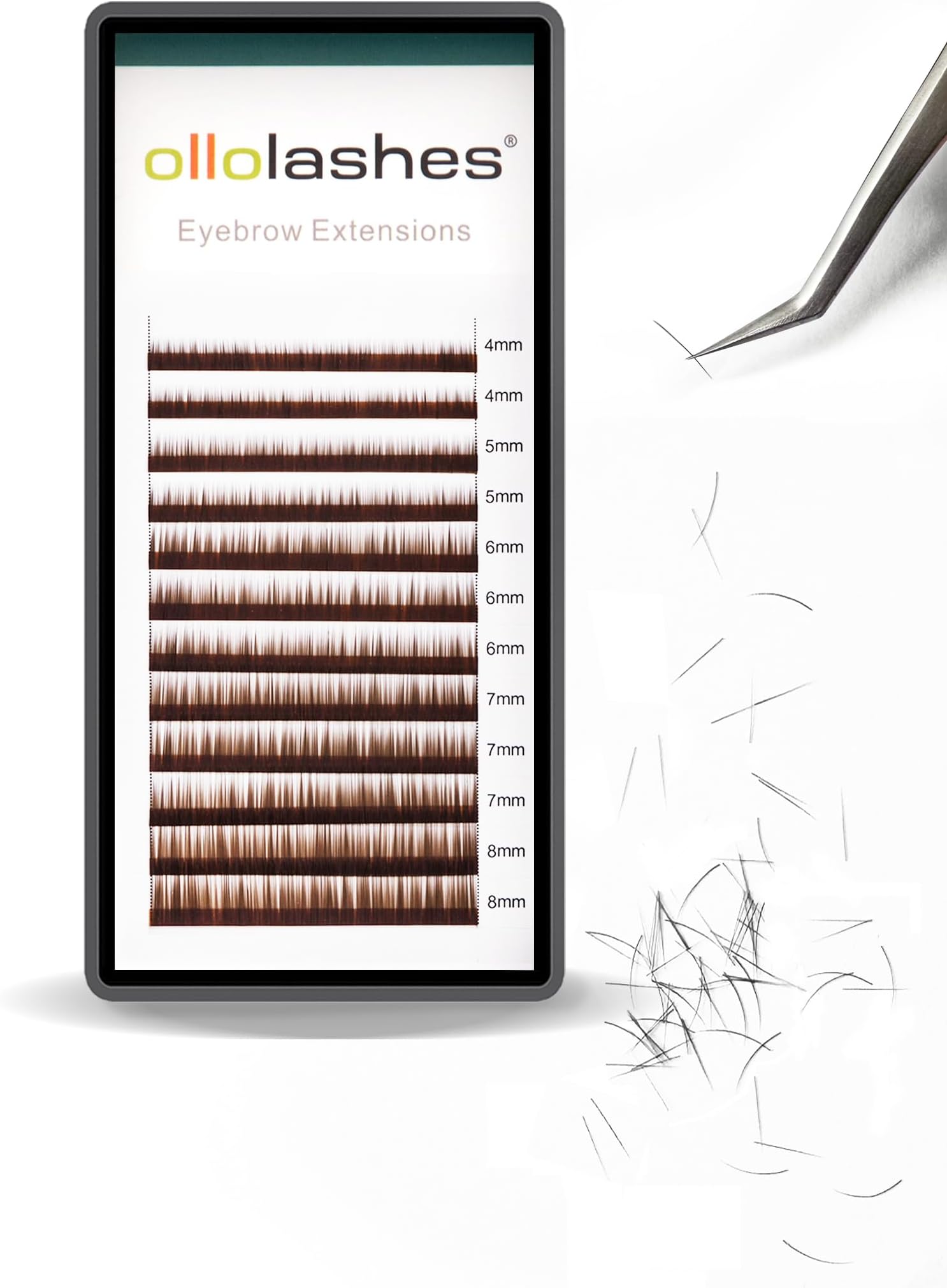 Brown Color Eyebrow Extensions I Curl 0.10mm Mix4-8mm 4mm 5mm 6mm 7mm 8mm (Brown Mix4-8mm 0.10 I Curl)