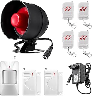 Alarmanlage Haus Sicherheitsset 9-teiliges Set mit 115dB Sirene, Bewegungsmelder, Türfenstersensor und Fernbedienung, für Lager, Geschäfte, Haus