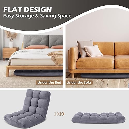 Miniatura 99 de Silla plegable para juegos de suelo de 14 posiciones, acolchada y ajustable, con algodón transpirable y terciopelo coral agradable a la piel para