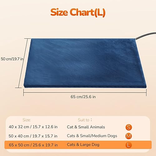 Miniatura 8 de Pecute Almohadilla térmica para mascotas, almohadilla térmica impermeable para gatos, almohadilla térmica eléctrica segura para perros con cable