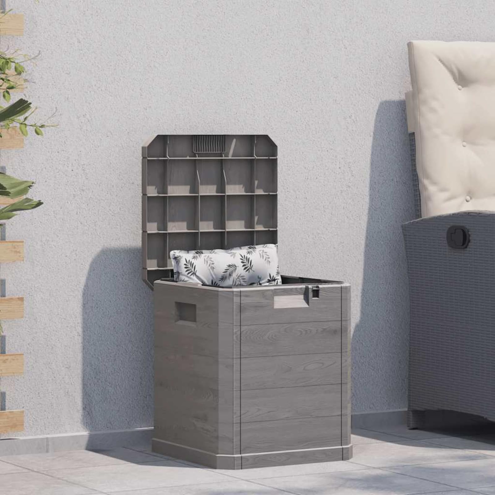 Garten-Aufbewahrungsbox 90 L Braun, Aufbewahrungskiste für Garten und Werkzeug, für Innen- und Außenbereich