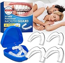4 Pieces Mouthguard for Rejecting, Ferula Discharge Bruxism with Side Protection, Reusable, Night Confidence (Blue)