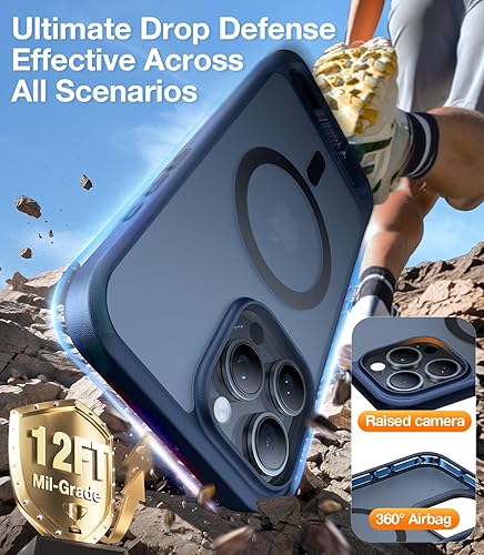 Miniatura 8 de TORRAS Funda magnética y soporte mejorados para iPhone 15 Pro probada en caídas de grado militar compatible con MagSafe Funda delgada y ligera