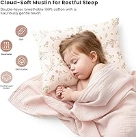 Vista 2 de Konssy Funda de almohada de muselina para almohada de 13 x 18 pulgadas, paquete de 2 fundas de almohada de algodón suave y transpirable para niños