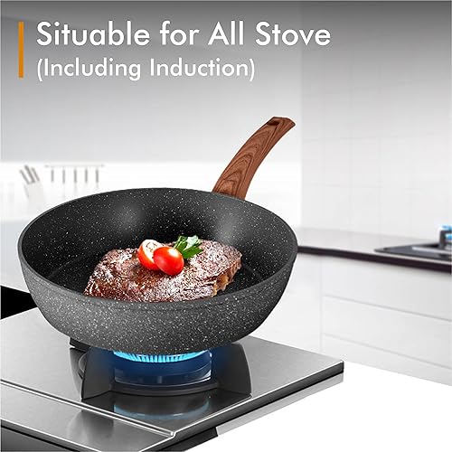 Miniatura 6 de DishDelight Juego de ollas y sartenes de inducción antiadherentes, juego de utensilios de cocina antiadherentes de 12 piezas, juego de cocina de