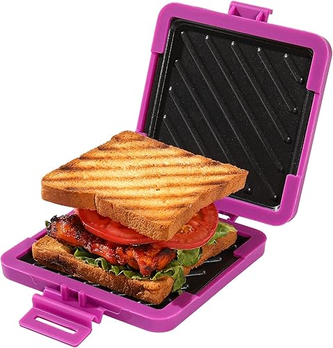 Miniatura 9 de Toastie Sandwichera para microondas, máquina de panini de placa antiadherente, versátil tostadora pequeña, apta para tostadas en horno de
