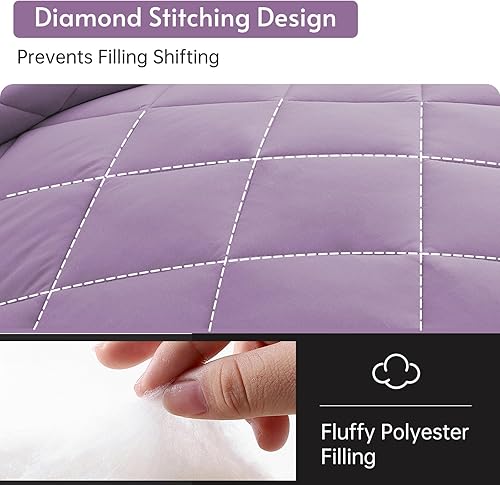Miniatura 27 de MUXHOMO Juego de edredón Queen de 7 piezas, cama reversible en una bolsa, tamaño Queen, juego de ropa de cama para todas las estaciones con edredón