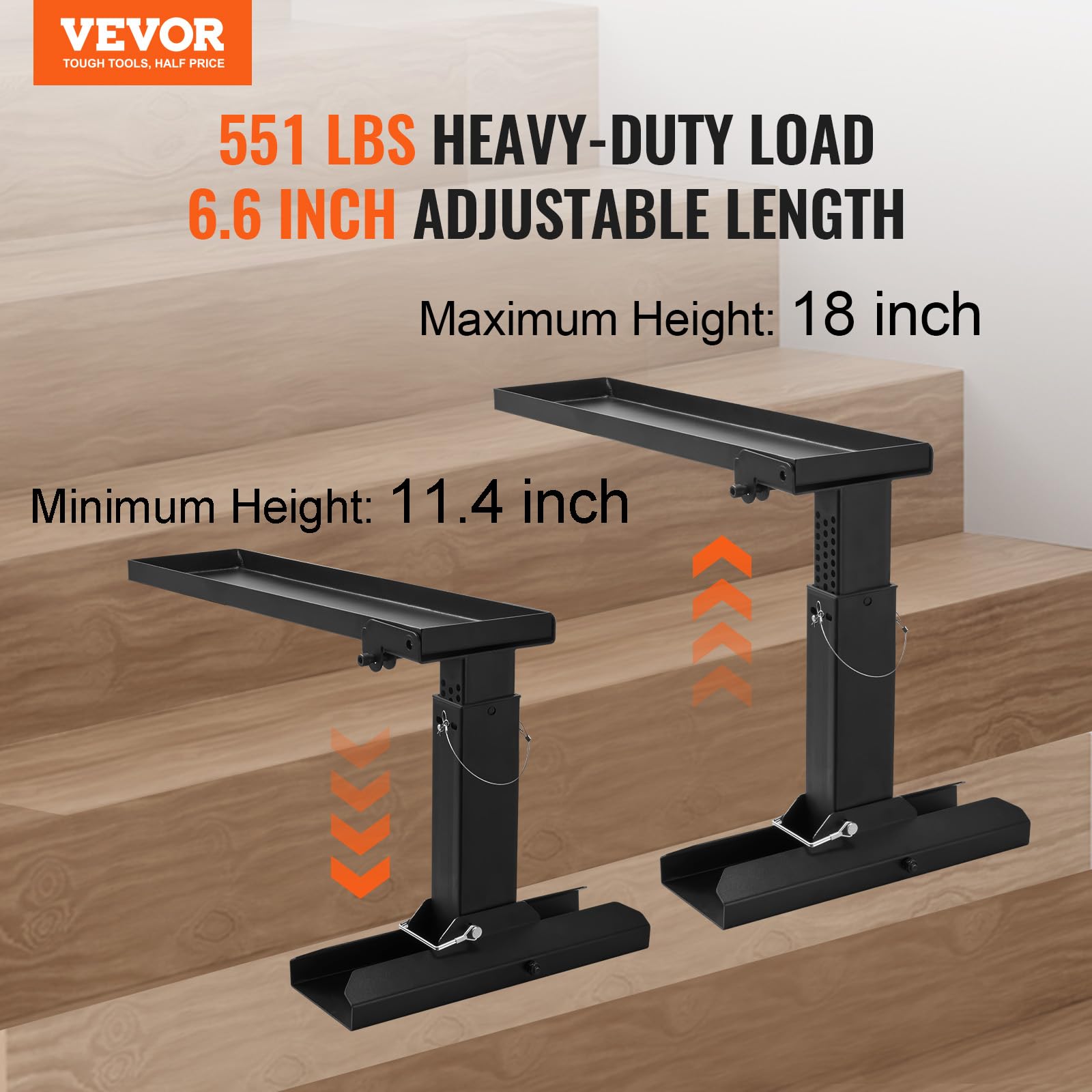 VEVOR Livellatore per Scale, Superficie di Supporto 756,92 mm x 289,5-457,2 mm Strumento di Livellamento per Scale in Acciaio, Tramoggia Pieghevole, per Scale Estensibili per Terreni Irregolari