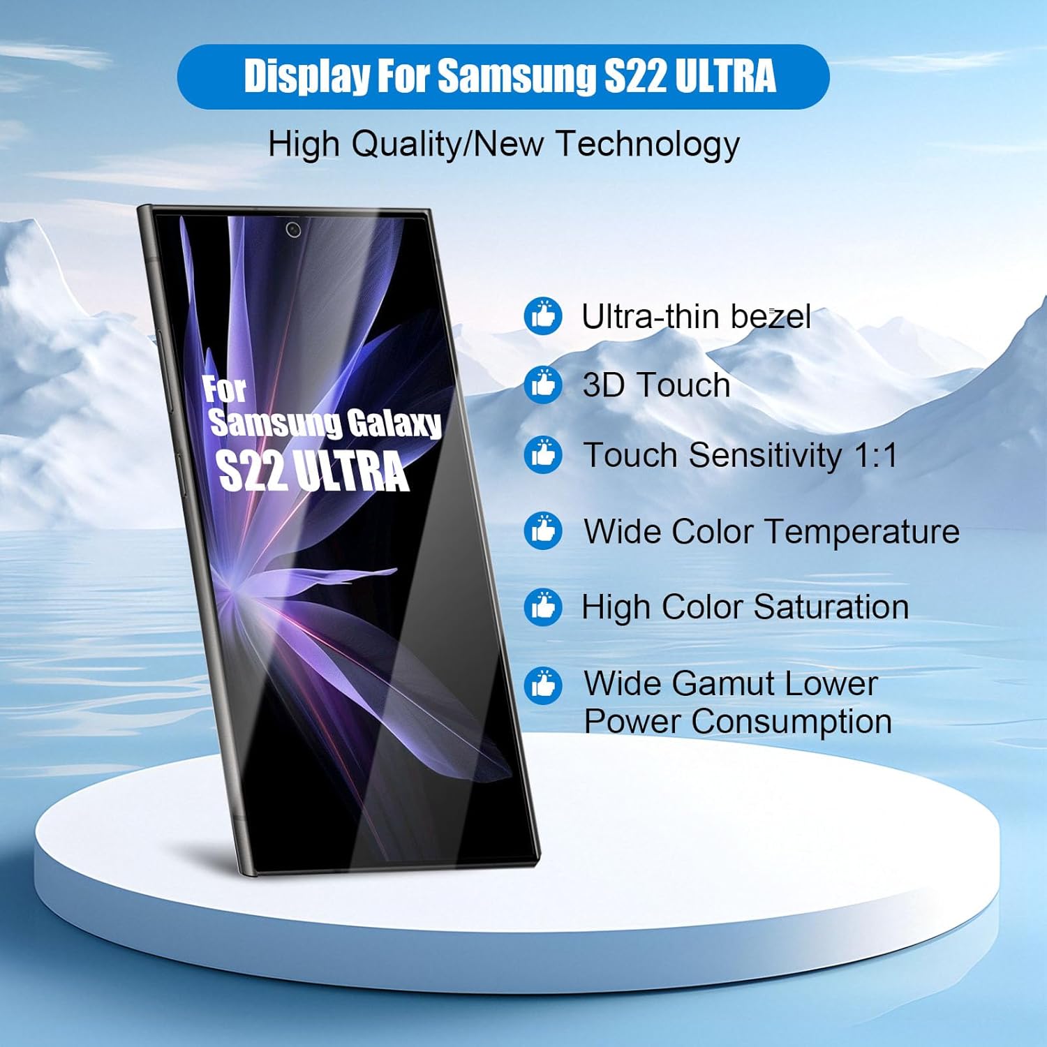 Galaxy S22 Ultra 5G LCD Display Screen Assembly Replacement for Samsung Galaxy S22 Ultra Touch Digitizer Screen with Frame Tool Kits S908U S908B US Version Black (No Fingerprint)（US Version