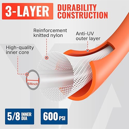 Miniatura 2 de YAMATIC Manguera de jardín resistente de 58 pulgadas x 30 pies con accesorio giratorio, manguera de agua súper flexible, para todo tipo de clima,