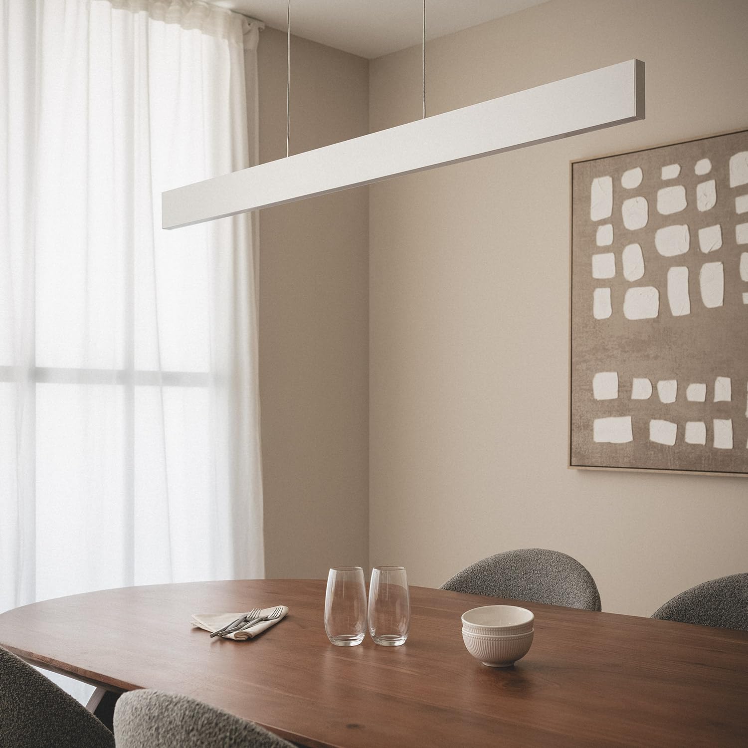 LEDKIA LIGHTING - Lámpara Colgante Lineal LED 120cm | Potencia 30W | CCT Ajustable 2800K-3800K-5000K | Diseño Moderno | Instalación Sencilla; Blanco Seleccionable; Aluminio