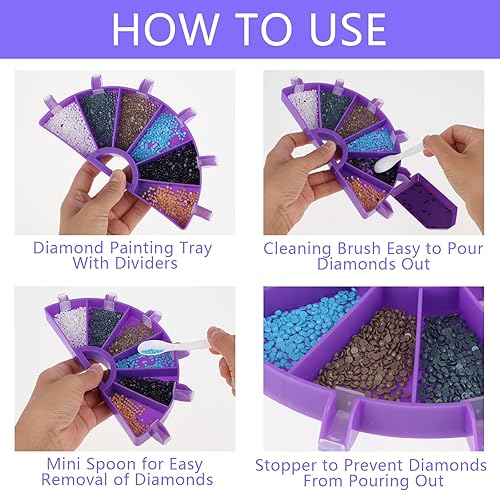 Miniatura 6 de cobee Kit de bandeja de pintura de diamantes, 6 rejillas de accesorios de pintura de diamante, organizador de bandeja con múltiples separadores de