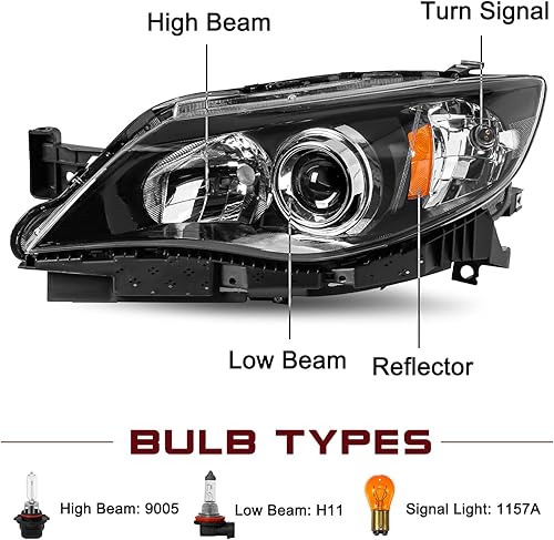 Miniatura 3 de JSBOYAT Proyector halógeno sin reemplazo de montaje de faros HID para Subaru Impreza Outback Sport WRX 2008-2011 para el lado del pasajero y del