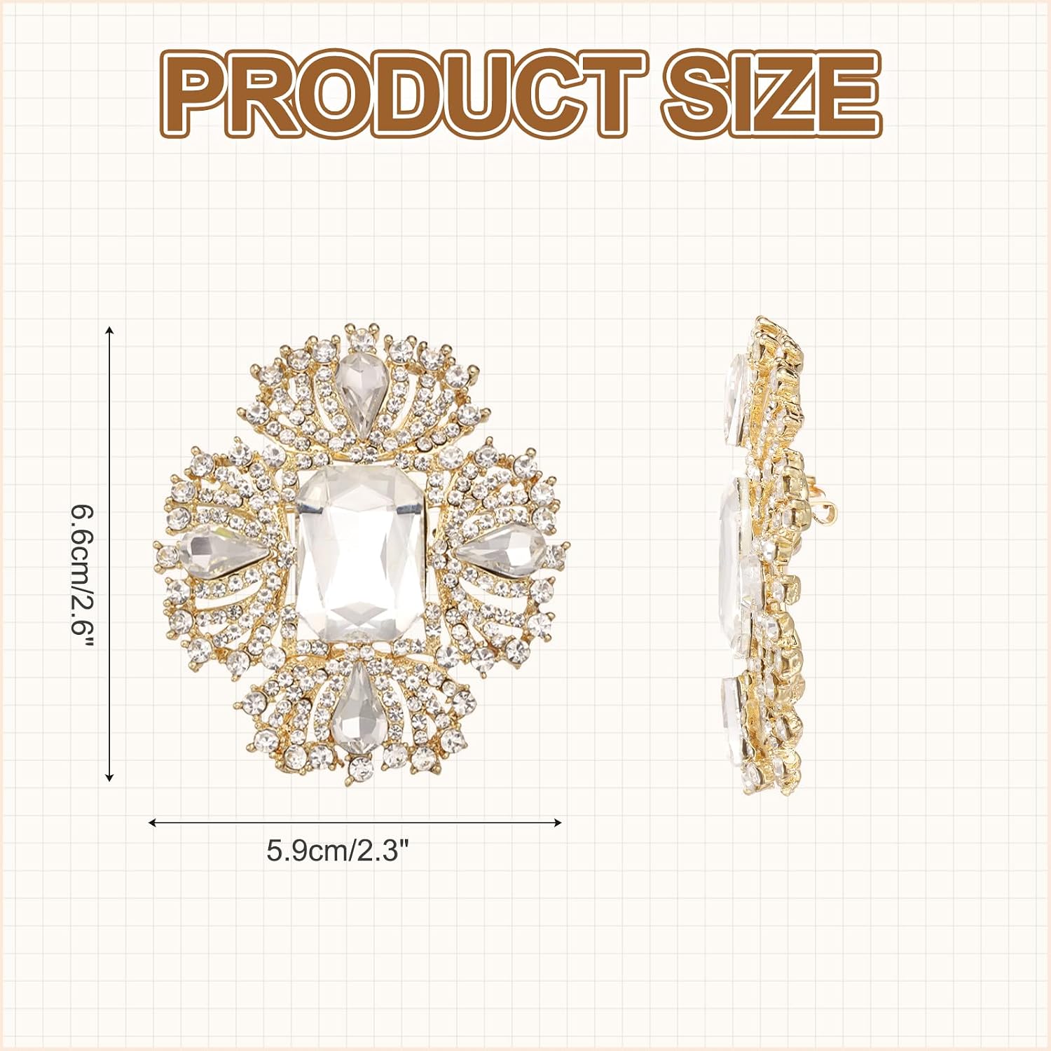 MECCANIXITY Vintage Crystal Rhinestone Brooch for Women, Flower Lapel Pins Alloy Rhinestone Cross Flower Brooch Pin for Scarves Dress