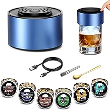 Electric Whiskey Smoker Kit with Built-in Lighter, Rechargeable Cocktail Smoker for Drinks & Food, Includes 6 Wood Chips & USB Charging – Unique Flame Gift for Men, Dad, or Husband