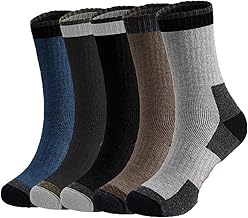 5 Pairs Wool Socks Mens, Winter Thick Warm Hiking Socks,Soft Casual Thermal Crew Socks