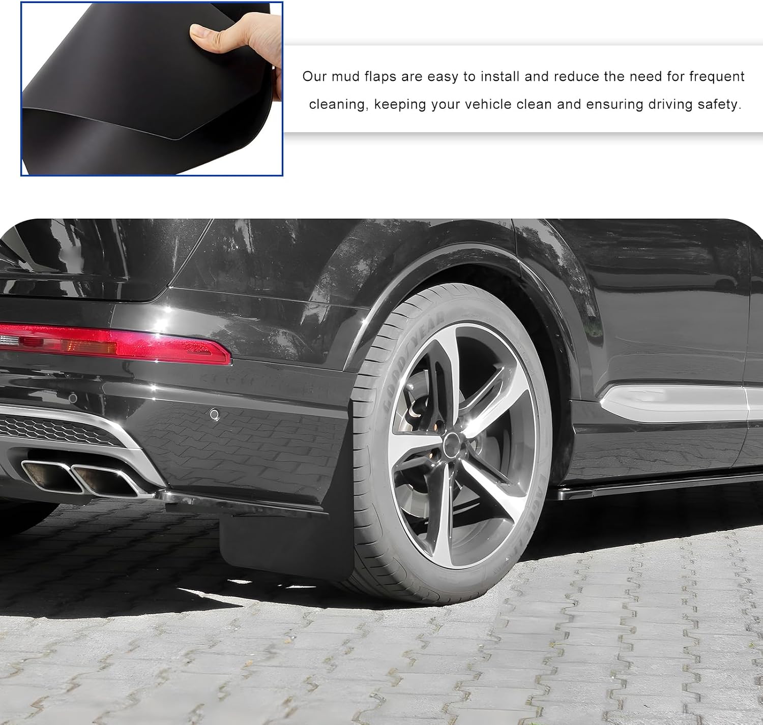 4 PCS Mud Flaps Set, Flexible Plastic Car Mud Splash Guards with Screws, Heavy Duty Front & Rear Mudflaps Exterior Protection for Trucks Pickups SUVs Vans, Car Accessories