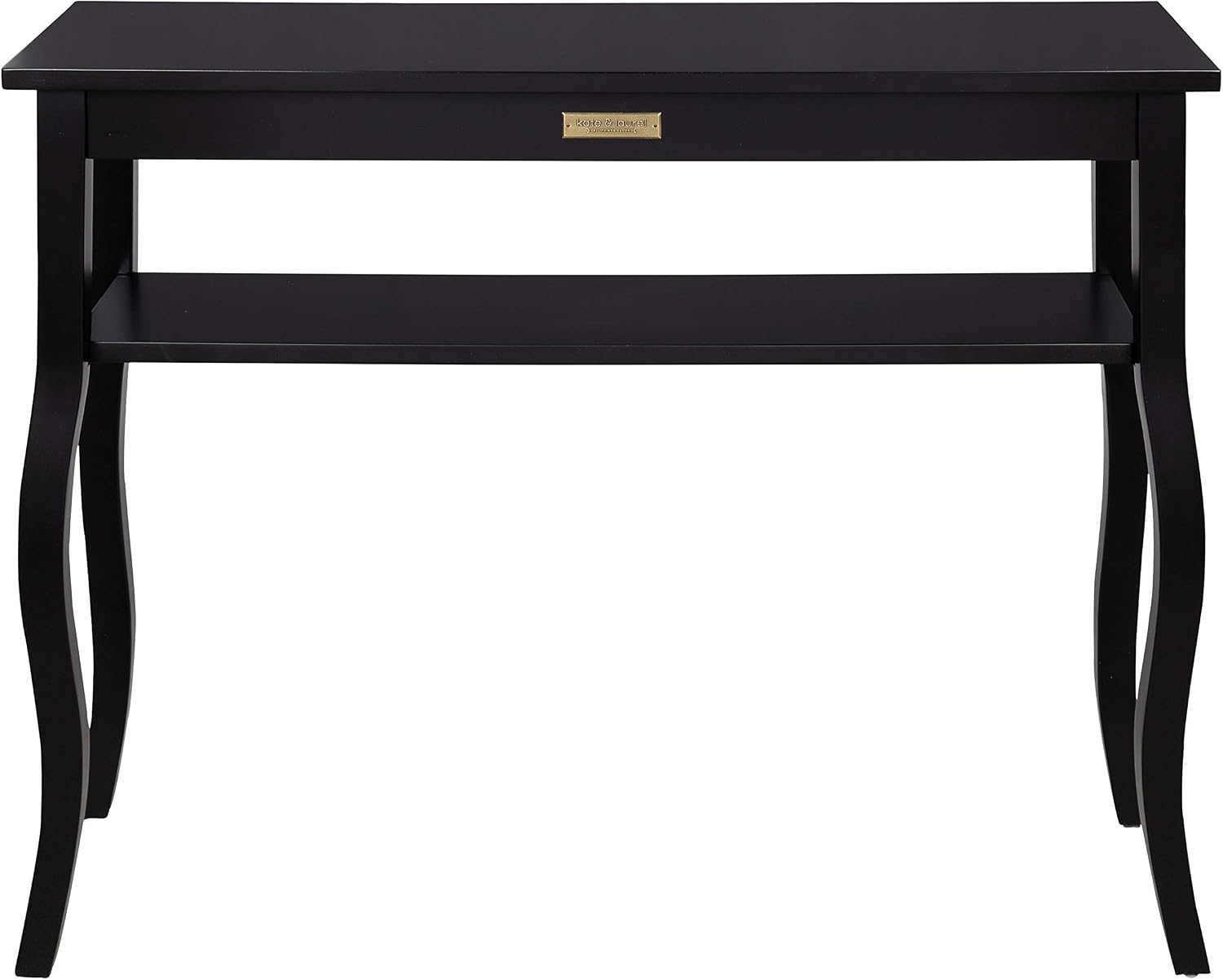 Super Cheap 🛒 Kate and Laurel Lillian Wood Console Table with Curved Legs and Shelf, 36 x 12 Black