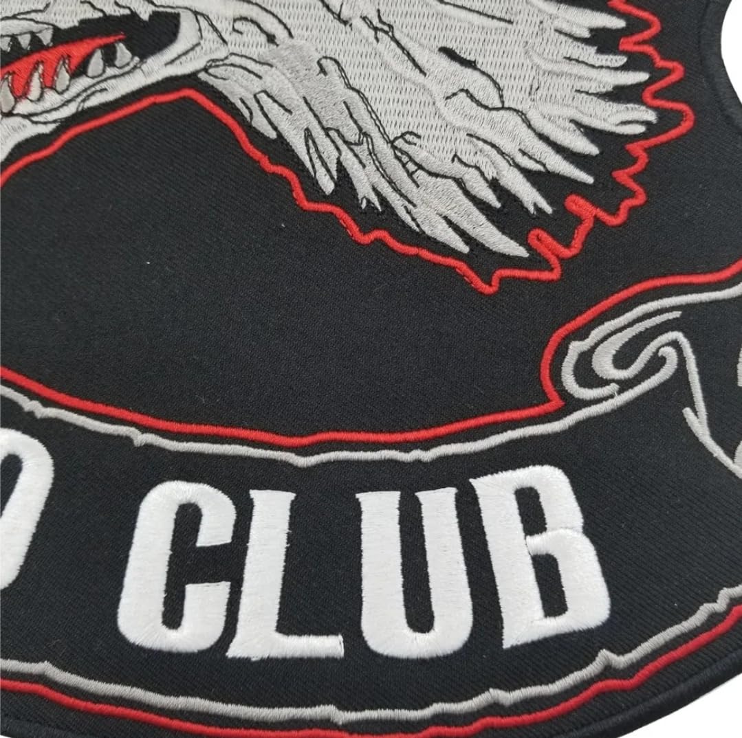 Parche biker XXL Lone Wolf No Club bordado termoadhesivo grande 30 cm para la espalda chaleco moto Kutte Rocker Chopper Iron On - Big Patch - para decorar, hacer tú mismo