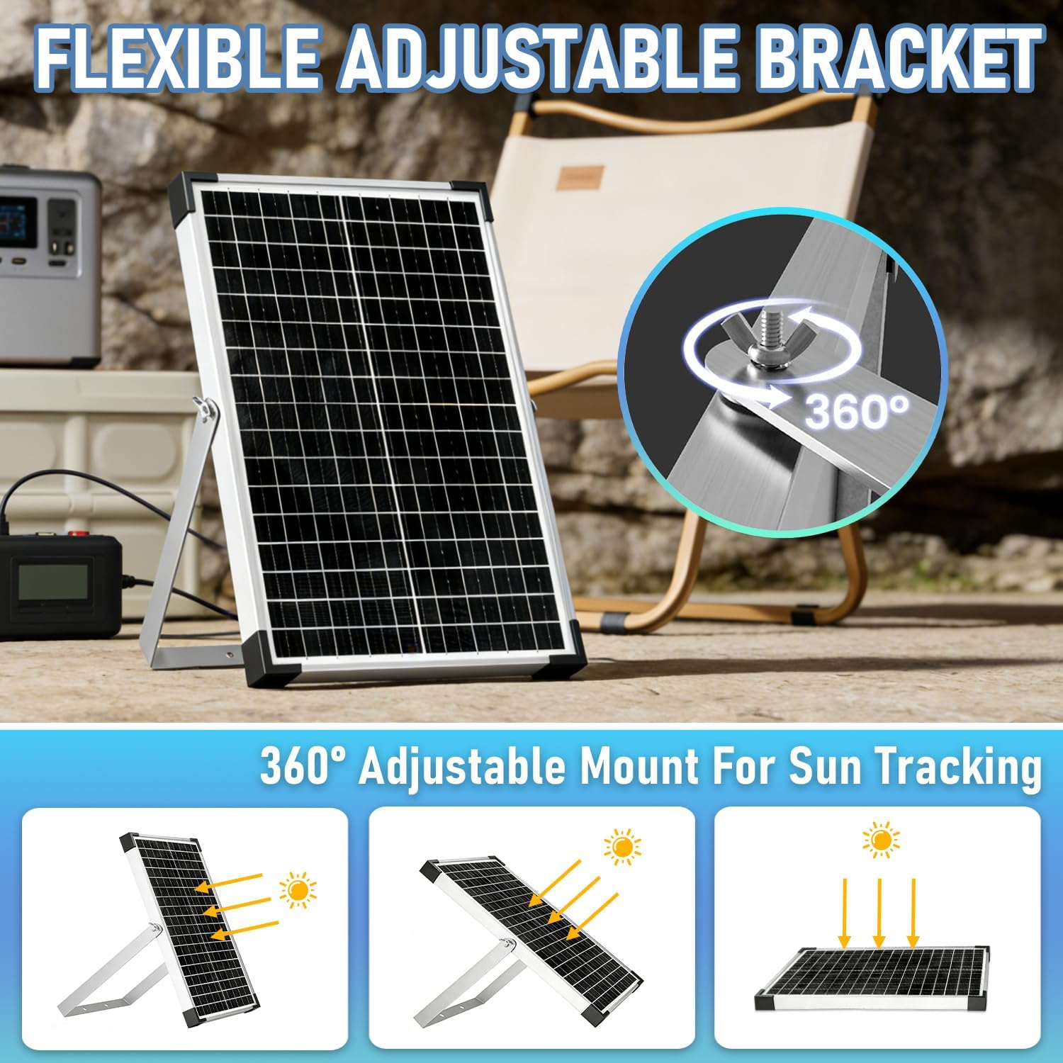 30W 12V/24V Solar Panel Kit, Monocrystalline Solar Battery Trickle Charger Maintainer +10A PWM Charge Controller + Adjustable Mount Bracket for Car, RV, Boat, Motorcycle, Off-Grid System
